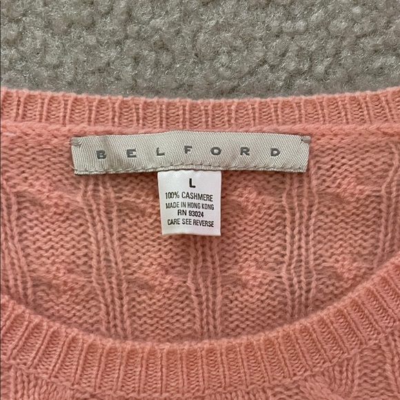 Vintage Belford 100% Cashmere Peach Mousse Sweater, Size L NWT - Picture 3 of 7